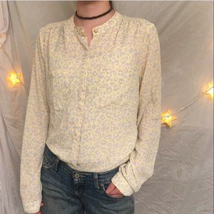 Forever 21 Pastel Yellow Cheetah Button Down